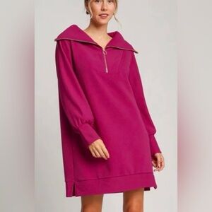 🩷Umgee Fuchsia Long Sleeve Dress with Zipper🩷